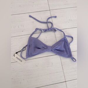 New Montce Swim Lavender Crochet Devin Bikini Top Size L NWT